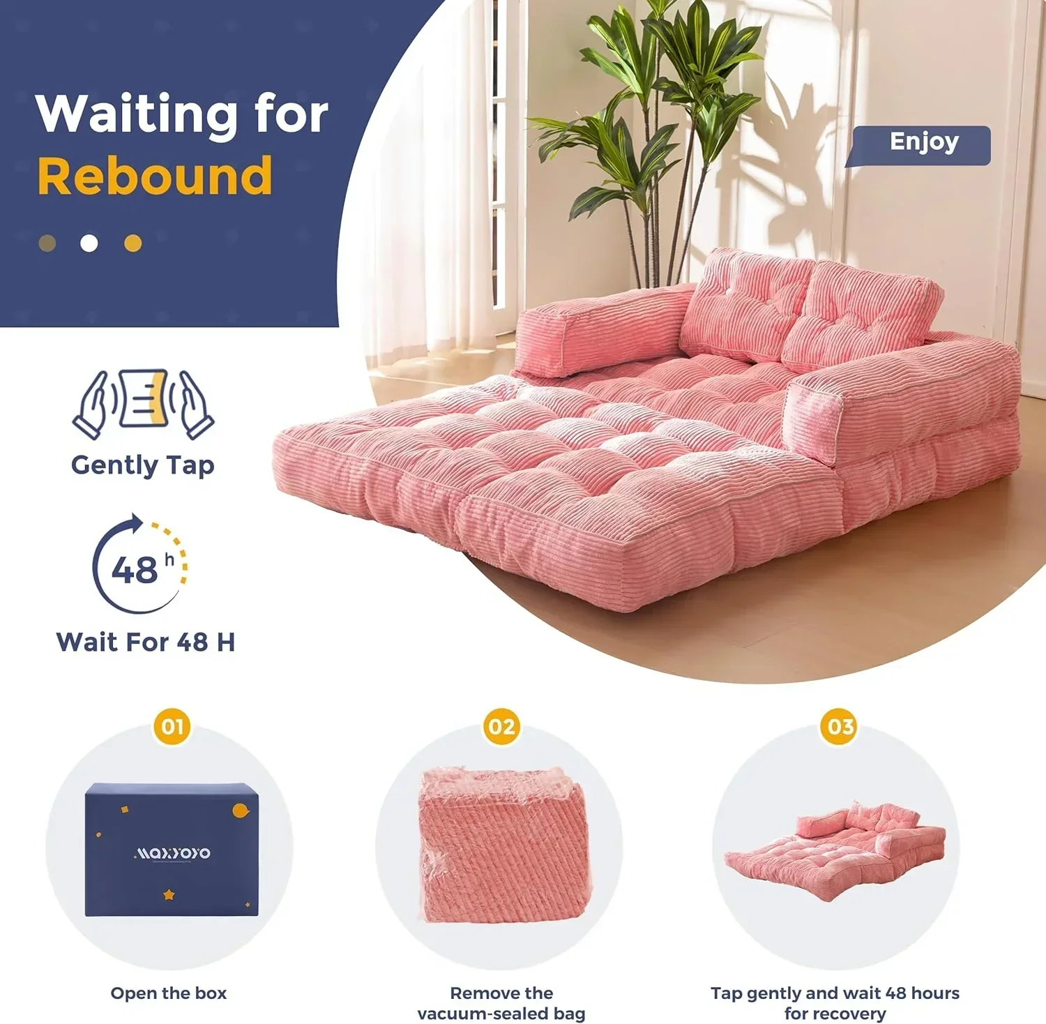 Folding Sofa Bed L-Shaped Convertible Sofa Bed with Armrests and Pillows