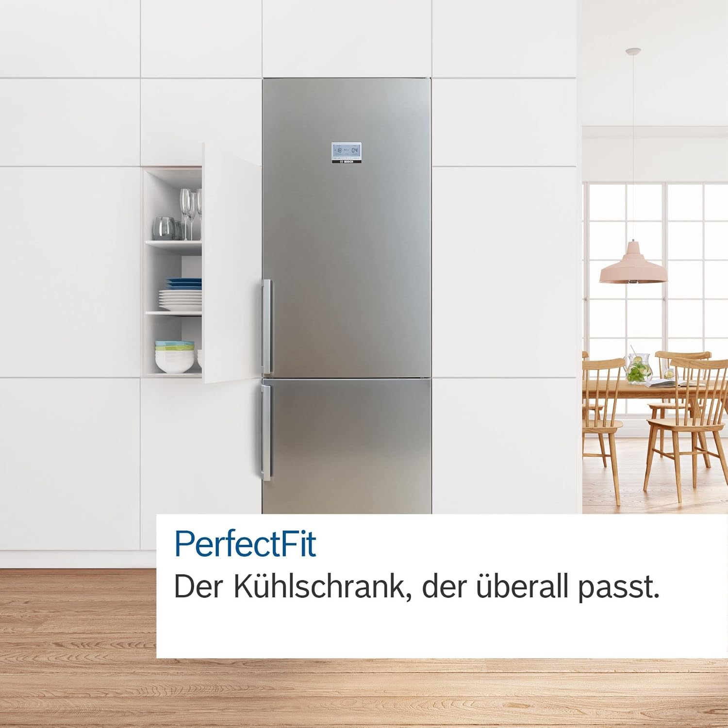 Bosch KGN49VICT Serie 4 Kühl-Gefrier-Kombination, 203 x 70 cm, 313 L Kühlen & 127 Gefrieren, VitaFresh XXL längere Frische, LED-Beleuchtung gleichmäßige Ausleuchtung