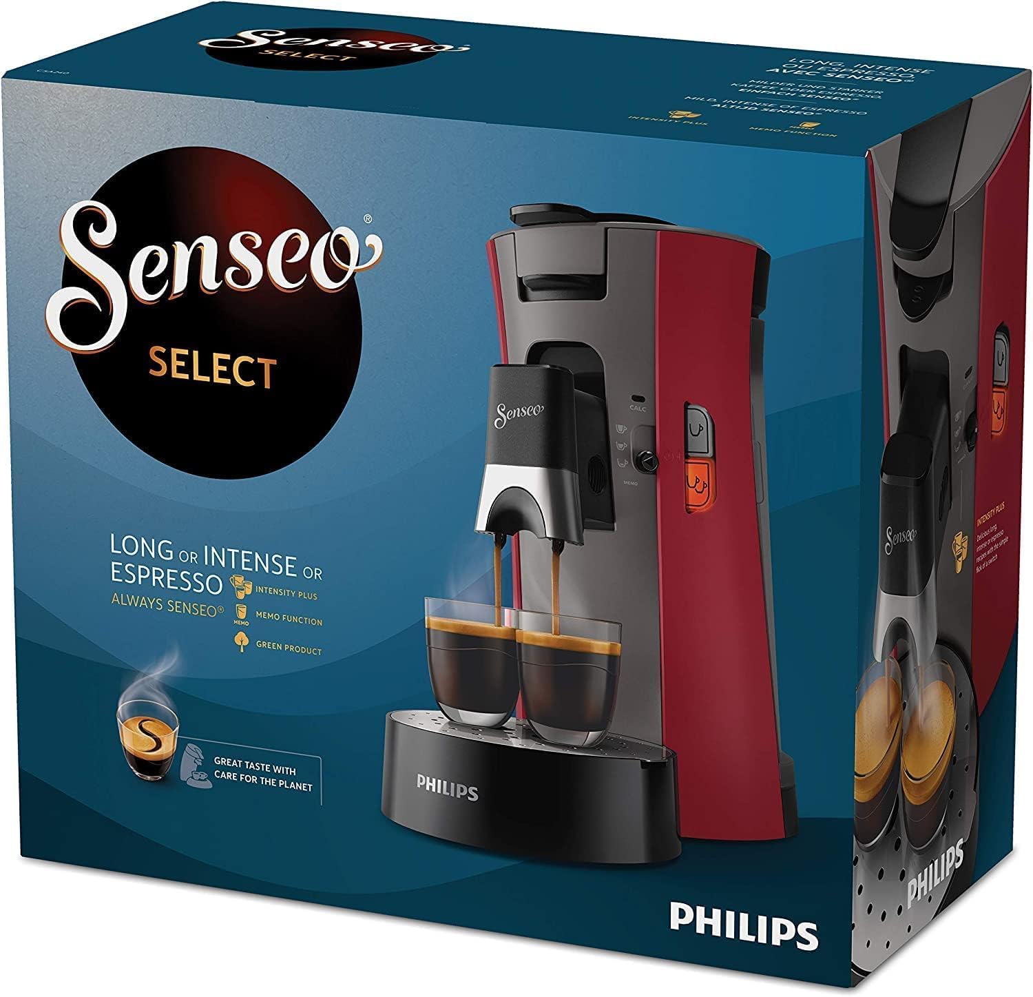 Philips Senseo Select CSA240/20 Kaffeepadmaschine (Kaffeestrkewahl Plus, Memo-Funktion, aus recyceltem Plastik), Schwarz Eco