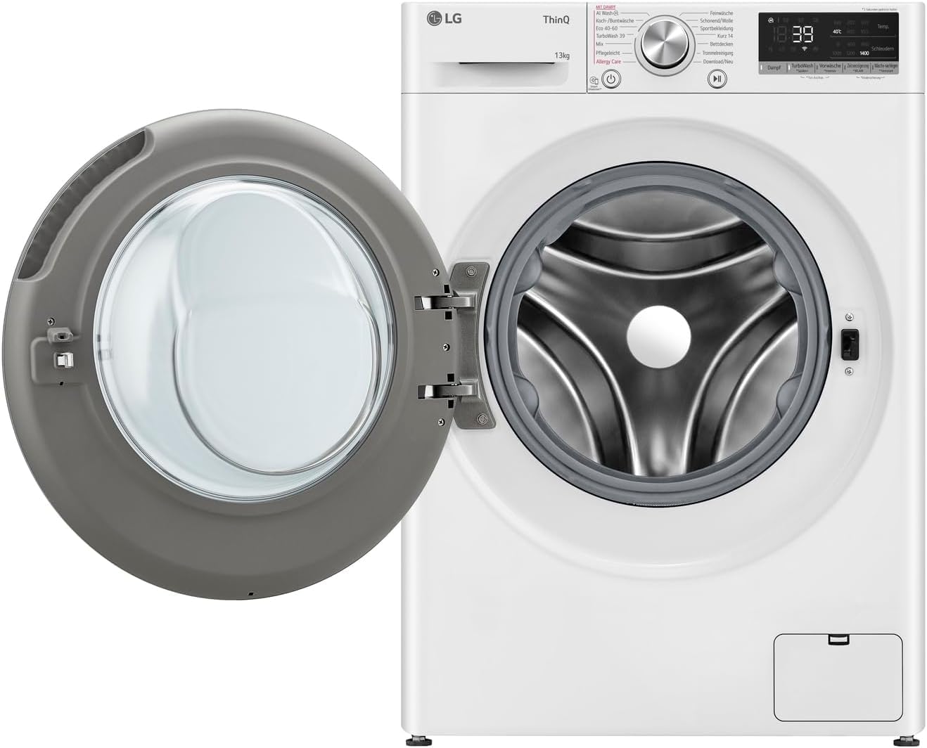 LG F4WV7080, Klasse A, Frontlader-Waschmaschine 8 kg, 1400 U/Min, AI Direct Drive, Wi-Fi, Tiefenreinigung mit Dampf, Groe Kapazitt, TRIPLE A, Auentür aus Sicherheitsglas, 62 x 60 x 85 cm Wei