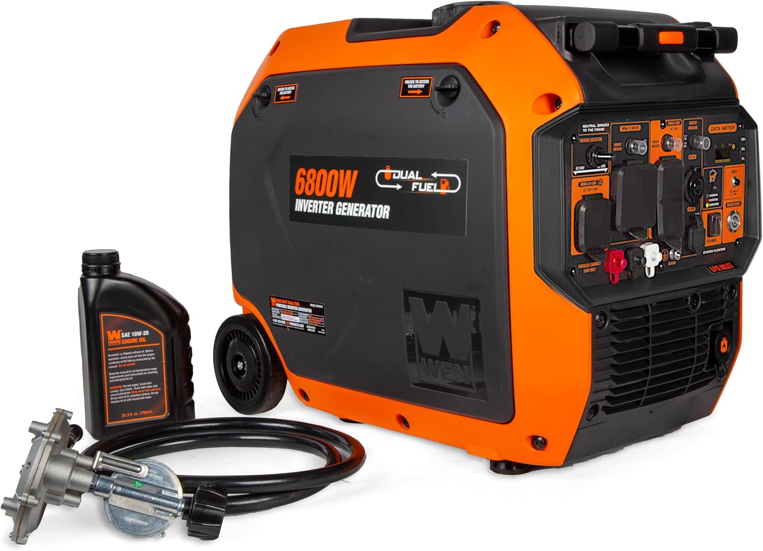 WEN 6800W Dual Fuel Inverter Generator RV-Ready CO Watchdog