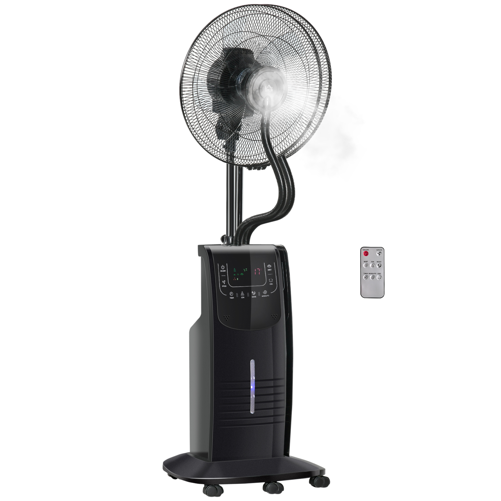 HOMCOM Statiefventilator met 3,1 liter waterverstuiver ventilator hoogte 135 cm 3 modi