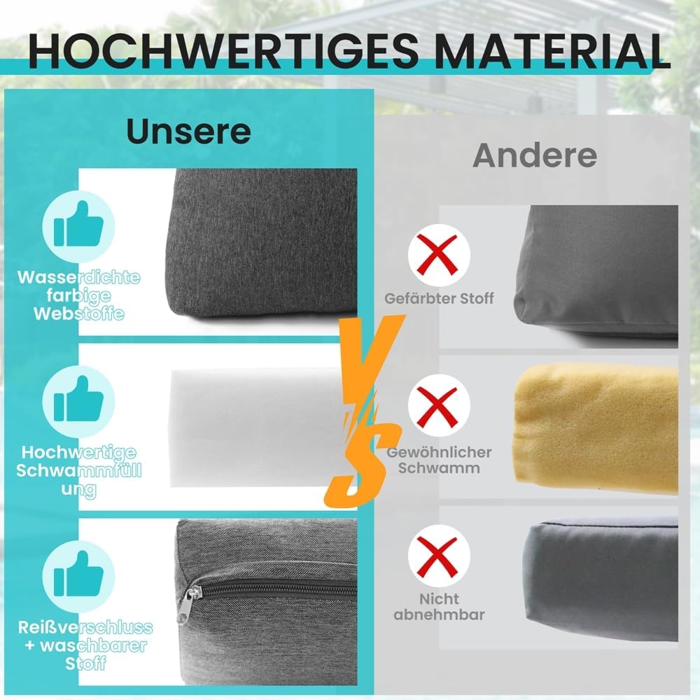 Mucola Gartenmöbel Set Aluminium Essgruppe mit 5-Fach verstellbare Rückenlehnen Sitzgruppe höhenverstellbarer Tisch | wetterfest und rostfrei | Essgruppe extra Dicke Wasserabweisende Kissen