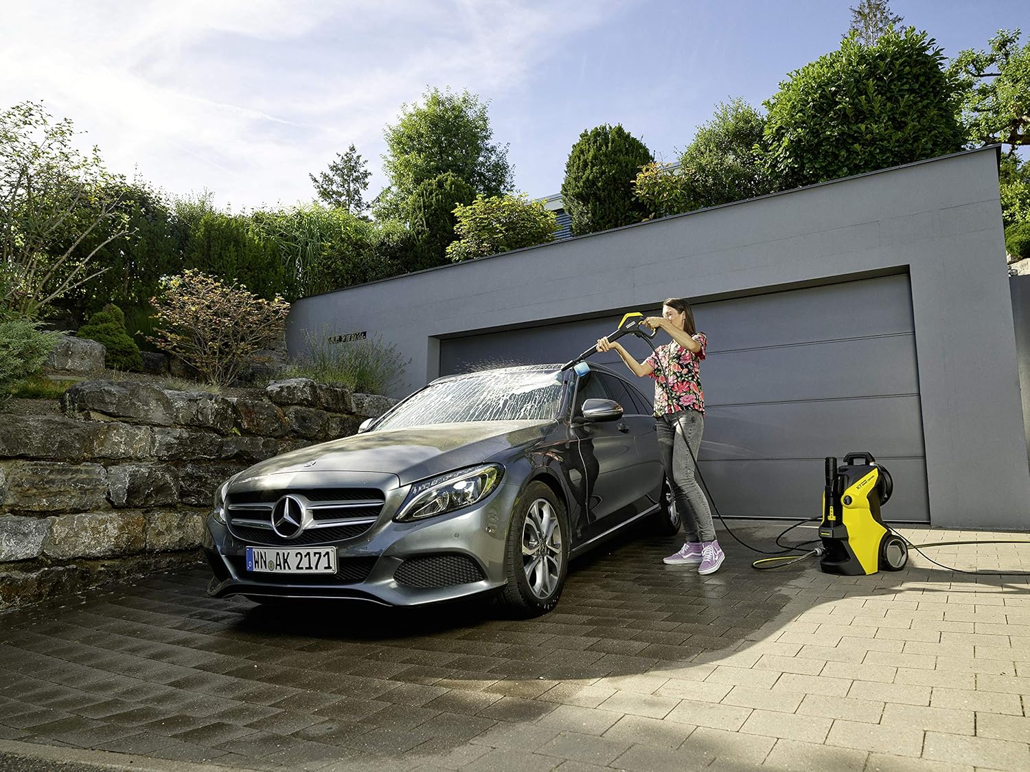 Krcher hogedrukreiniger K 7 Premium Power Home, druk: 180 bar, debiet: 600 l/h, oppervlaktecapaciteit: 60 m/h, vermogen: 3.000 W, slanghaspel, met pistool, vuilvreter, spuitlans