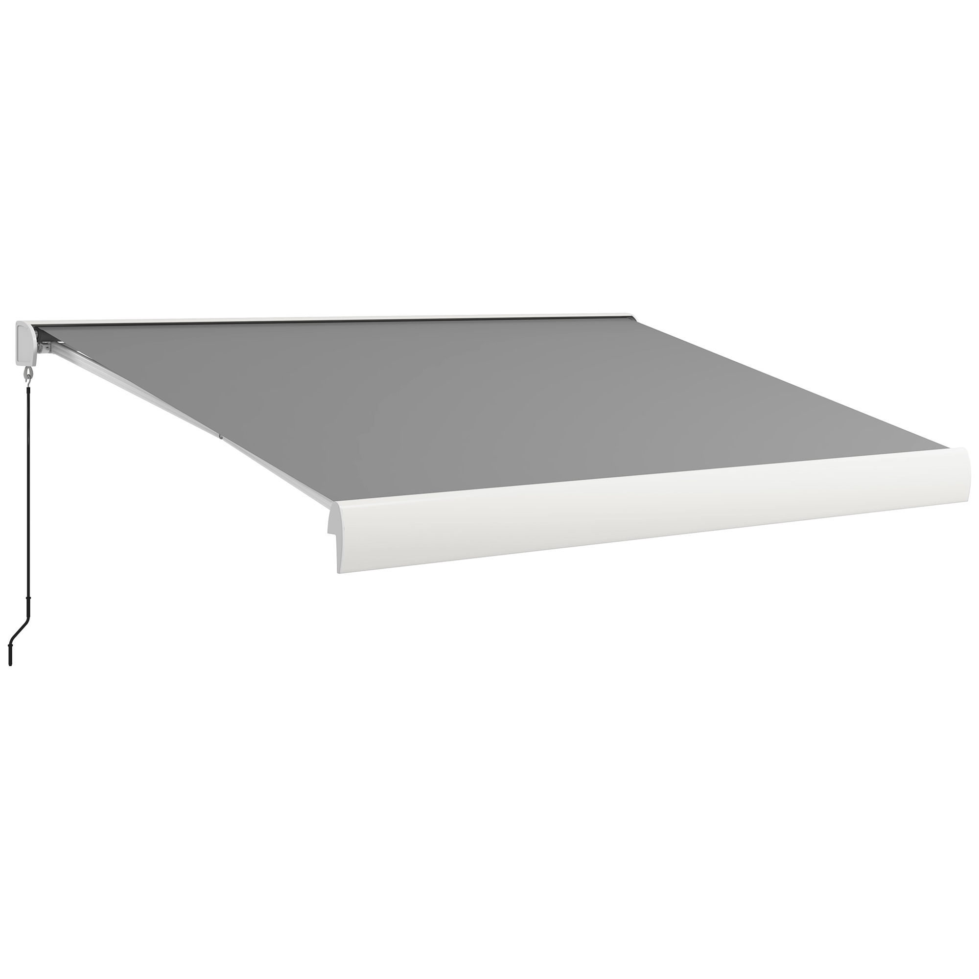 Outsunny Zonwering, elektrisch/handmatig uitschuifbaar, Volledige cassette, Afstandsbediening, Aluminium frame, 4 x 3 m, Lichtgrijs