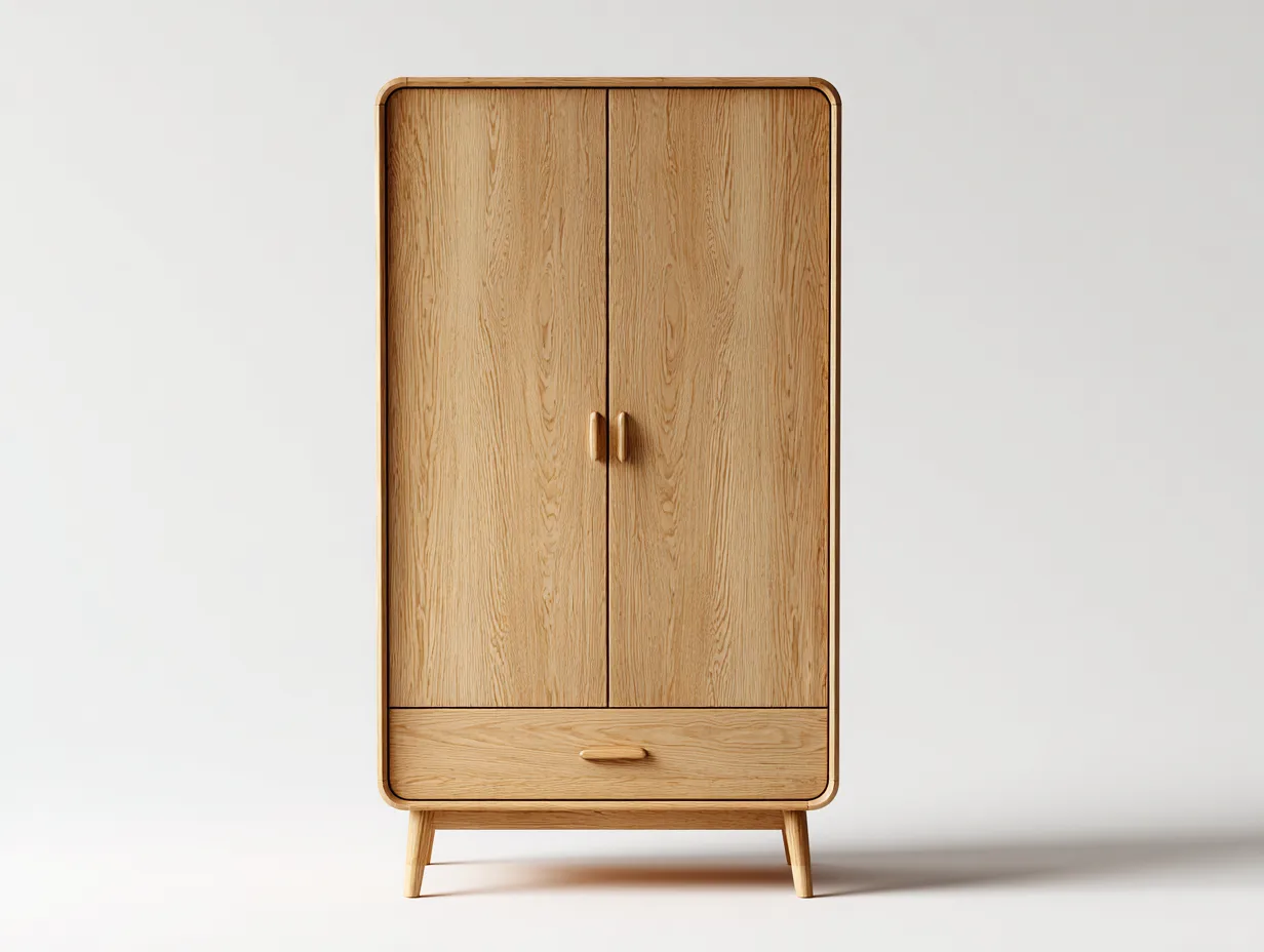 Kleiderschrank mit zwei Türen - Massivholz-Holzwerkstoff - 90 x 54 x 180 cm - Natur - Skandinavischer Stil