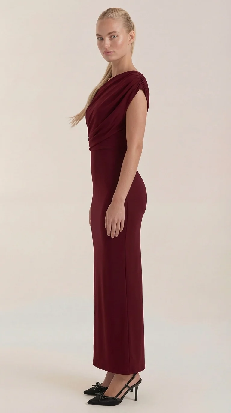 One-Shoulder-Maxikleid