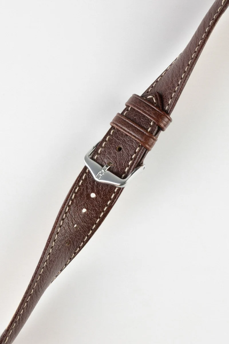 Hirsch BOSTON Quick-Release Buffalo Calfskin Leather Watch Strap in BROWN