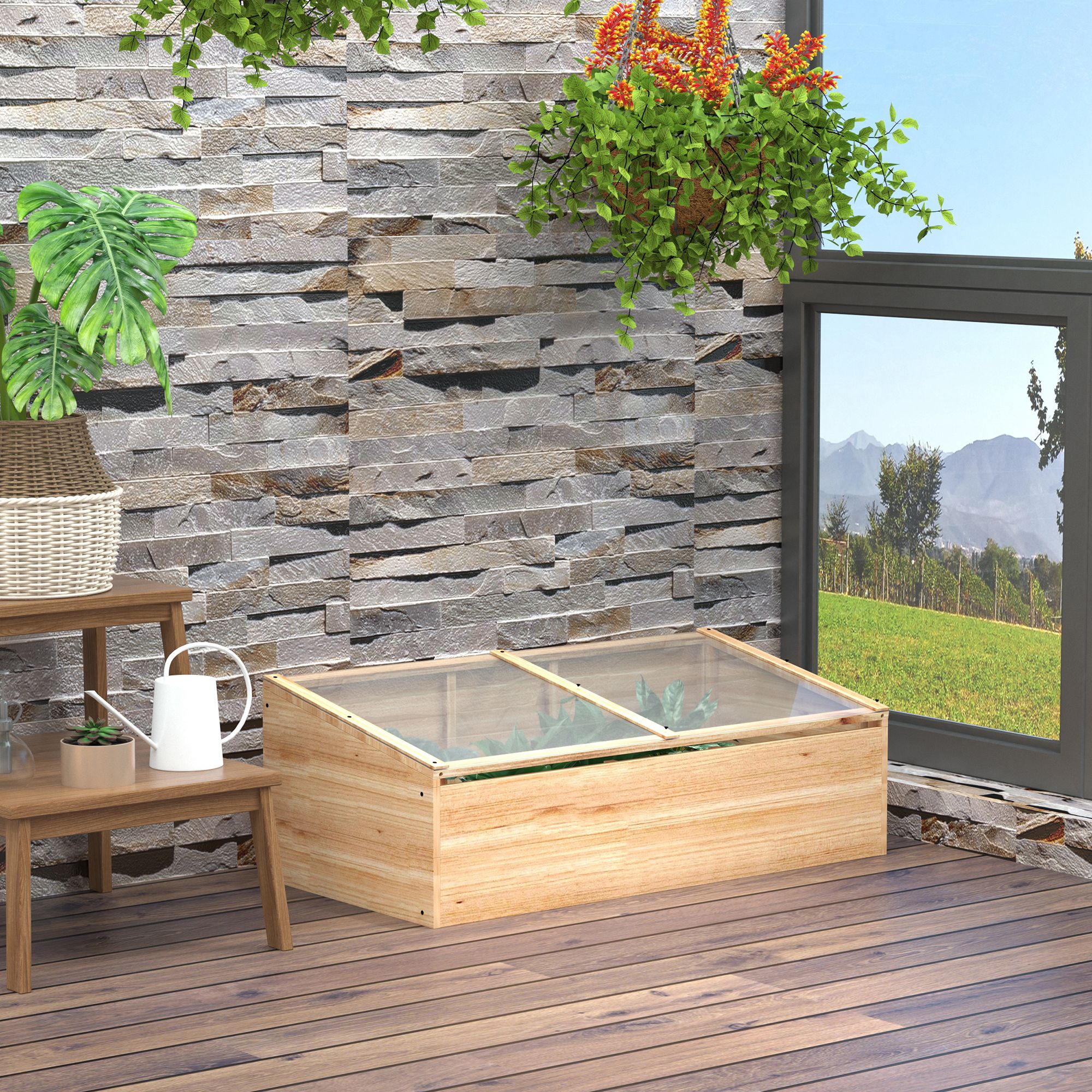 Kas hout koude kas koude box kweekkas plantenbak voor balkon