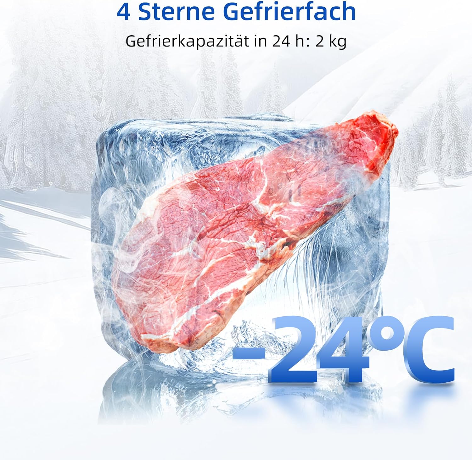 CHIQ Kühl-/Gefrierkombination/Gefrierfach oben Kühlschrank｜86 Liter (25L/61L), 85cm | 4 Sterne Gefrierfach, -18 °C bis -8 °C｜mit LED, für Wohnheime, Wohnungen und Hotels, Kühlschrank mit Gefrierfach