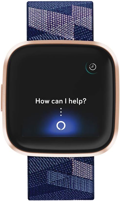 Fitbit Versa 2, Special Edition, Gesundheits- und Fitness-Smartwatch mit Alexa Sprachsteuerung, Schlafindex und Musikfunktion, inklusive Zusatzband in Nachtblau, Marineblau/Rosa