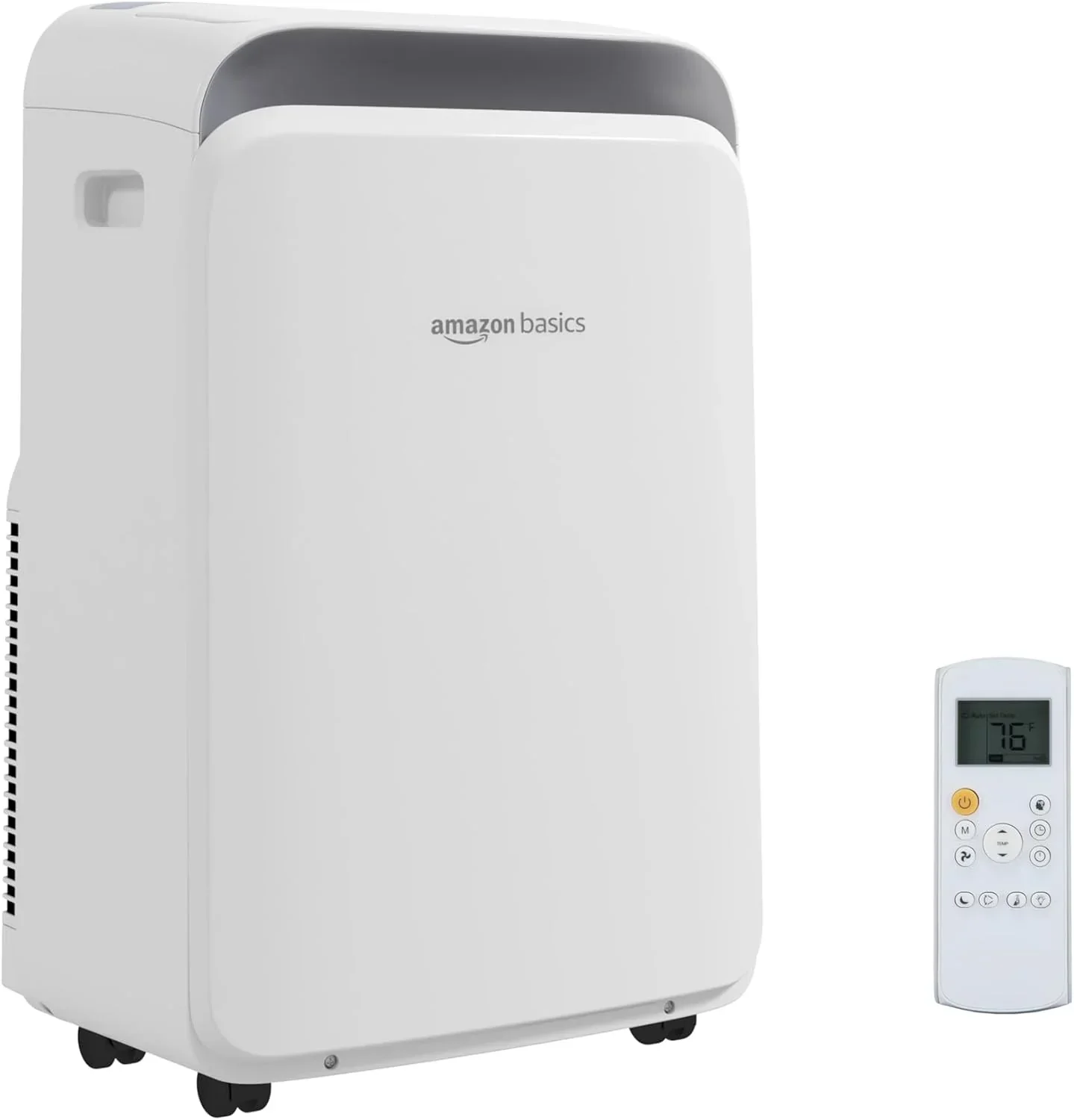 Amazon Basics 3-In-1 Portable Air Conditioner with Remote, Timer, Sleep Mode, Auto Swing, Dehumidifier, 10000 BTU (ASHRAE)/6000 BTU (SACC), Cools Bedroom Up to 450 Sqf, White