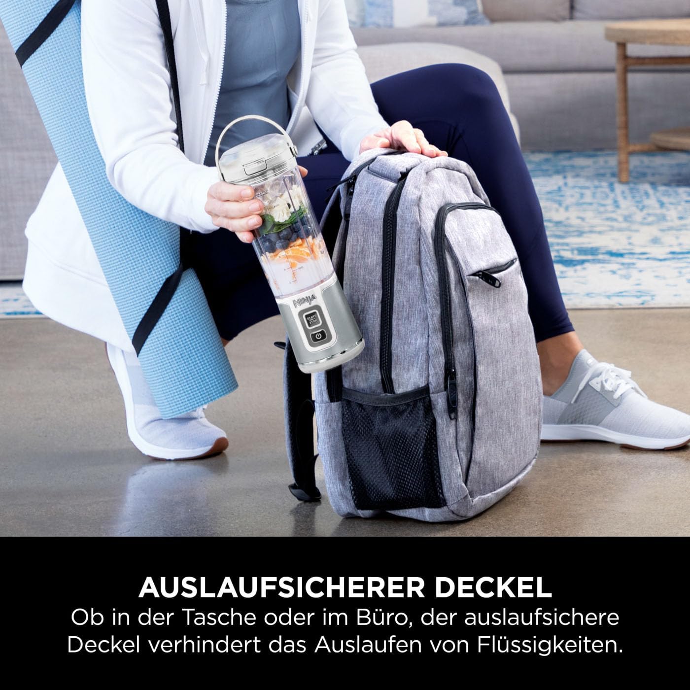 Ninja Blast Tragbarer Mixer / Blender / Smoothie Maker, 530ml Becher, Auslaufsicherer Deckel, Leistungsstarker Mini Standmixer, Kabellos & Wiederaufladbar, Zerkleinert Eis & Obst, Schwarz, BC151EUBK