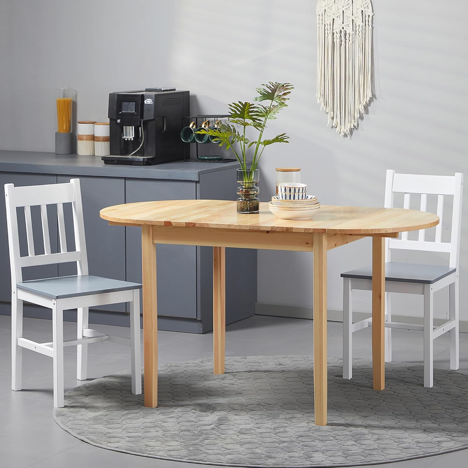 HOMCOM Esstisch aus Holz Klappbar Küchentisch für 6 Personen mit Drop-Leaf-Design Oval Klapptisch Esszimmertisch für Kleine Räume, Esszimmer, Küche 140 x 70 x 75 cm Naturholz