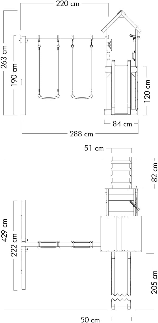 WICKEY Spielturm Klettergerüst MultiFlyer mit Holzdach, Schaukel & pastellgrüner Rutsche, Outdoor Kinder Kletterturm mit Sandkasten, Leiter & Spiel-Zubehör für den Garten