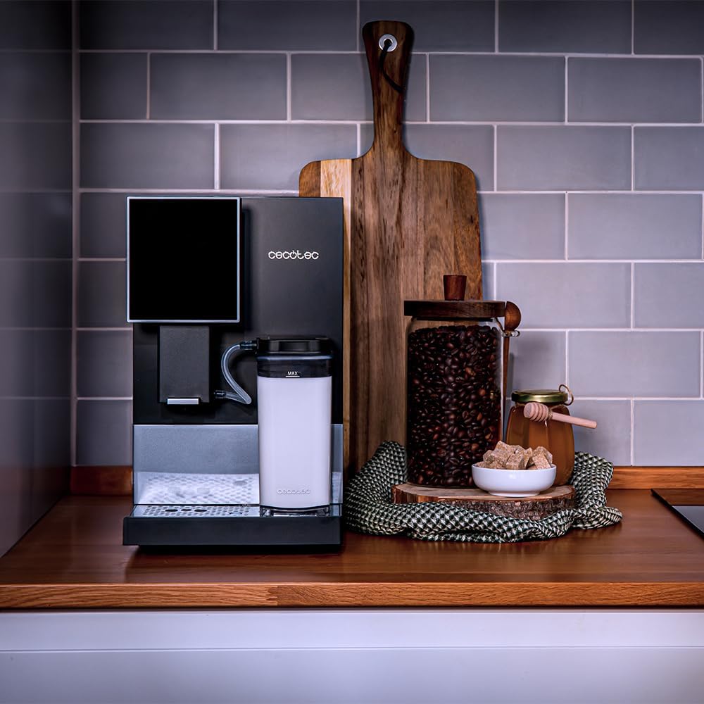Cecotec Kompakte Superautomatische Kaffeemaschine mit Wifi Cremmaet Compactccino Connected Black Rose. 1350W, 19 Bar, TFT-Bildschirm und APP, Mahlwerk, Milchtank 400 ml und 1 Liter Wasser