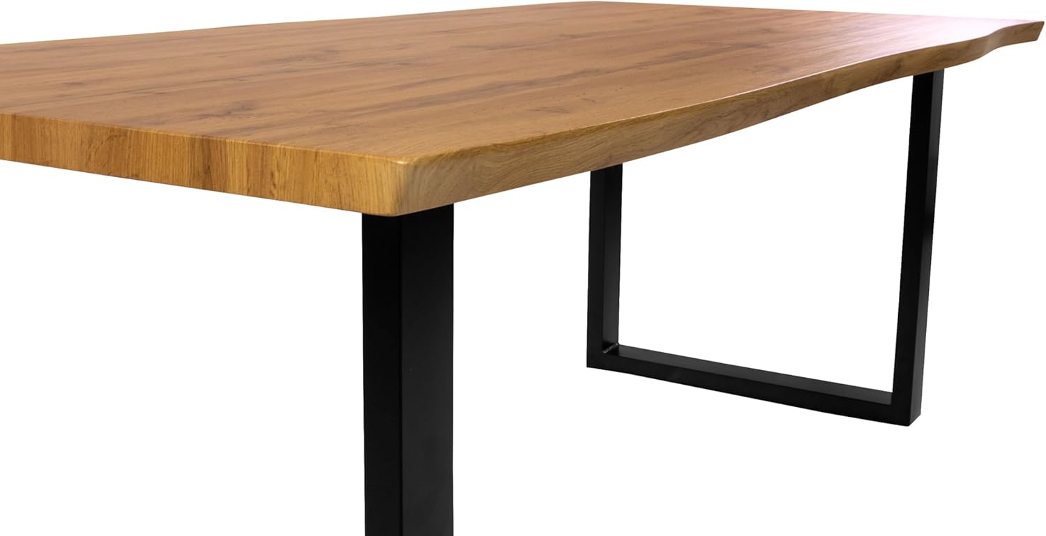 SAM 7 TLG. Essgruppe Josy | 200 x 100 cm | Holz Wildeiche-Optik | Stuhl Set Susi Grau | U-Gestell Schwarz | Esstisch mit 6 Stühlen | Esszimmertisch/Küchentisch/Holztisch | Esszimmer