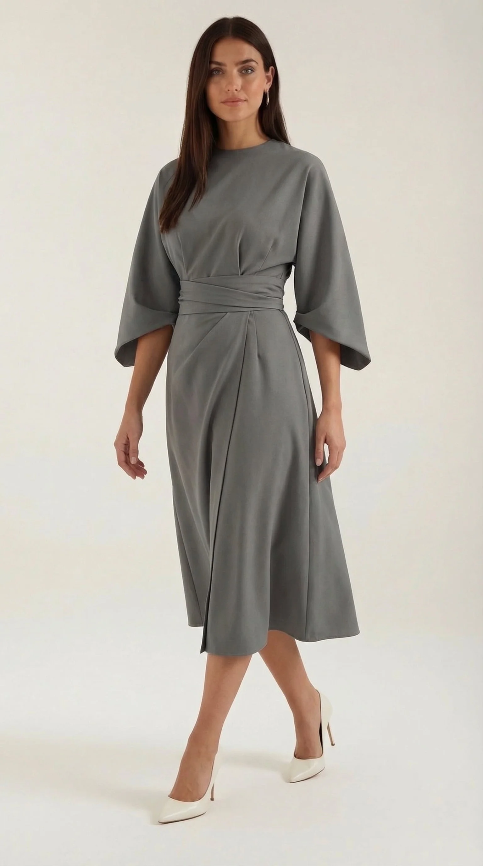 Midikleid mit Ballon?rmeln