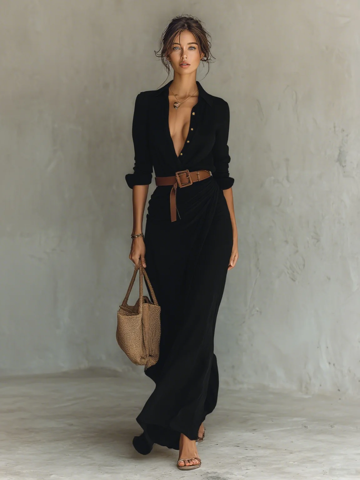 Langes Hemdblusenkleid f��r Damen