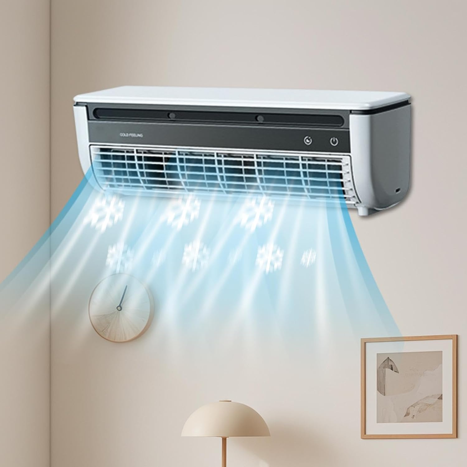 Luftkühler, tragbare Klimaanlage, Kühlventilator, 3 Geschwindigkeitsstufen mit kabellosem Laden, Verdunstungskühler für Innenräume, Schlafzimmer, Schlafzimmer