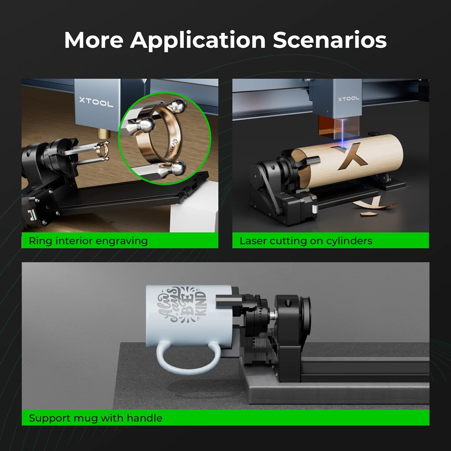 xTool RA2 Pro für xTool F1, S1, M1 Ultra, F1 Utra, P2S und die meisten Lasergravierer, Backenfutter Rotierend, Y-Achse Rotierend Walzengravurmodul zum Zylindrischen Objekten, Zubehör