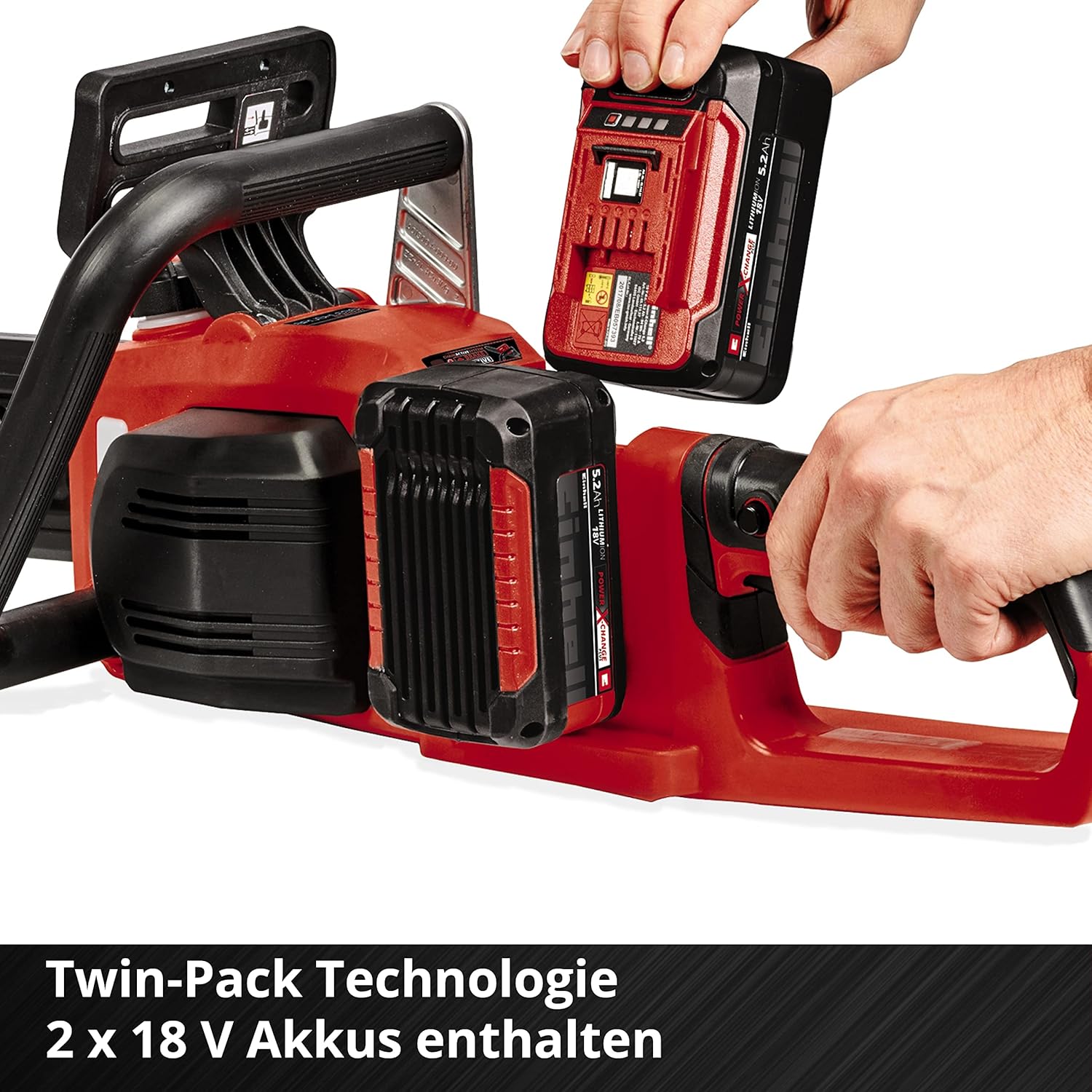 Einhell Akku-Kettensäge GE-LC 36/35 Li Power X-Change (Li-Ion, 36 V, 33 cm Schnittlänge, 15 m/s Schnittgeschwindigkeit, bürstenloser Elektromotor, inkl. 2x 4,0 Ah Akkus und Twincharger)