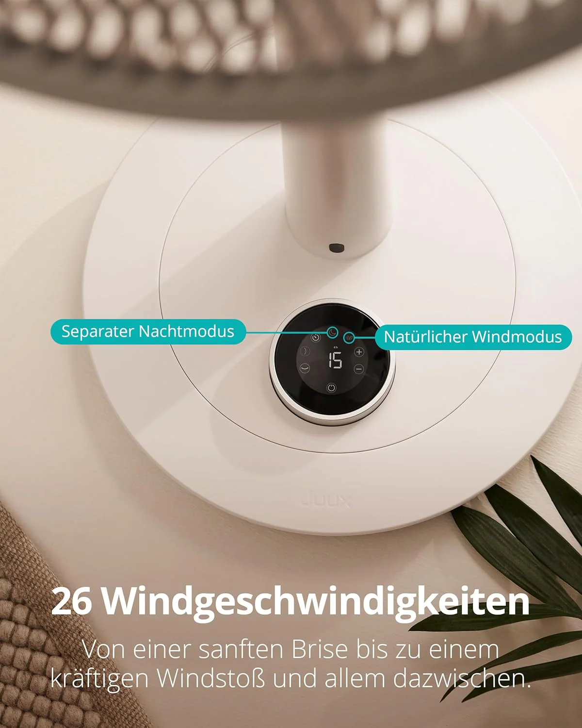 Duux Whisper 2 Statiefventilator Stil - Zuinige DC-motor met 26 snelheden - Ventilator in hoogte verstelbaar (73-95cm) - Horizontale + Verticale oscillatie - Wit
