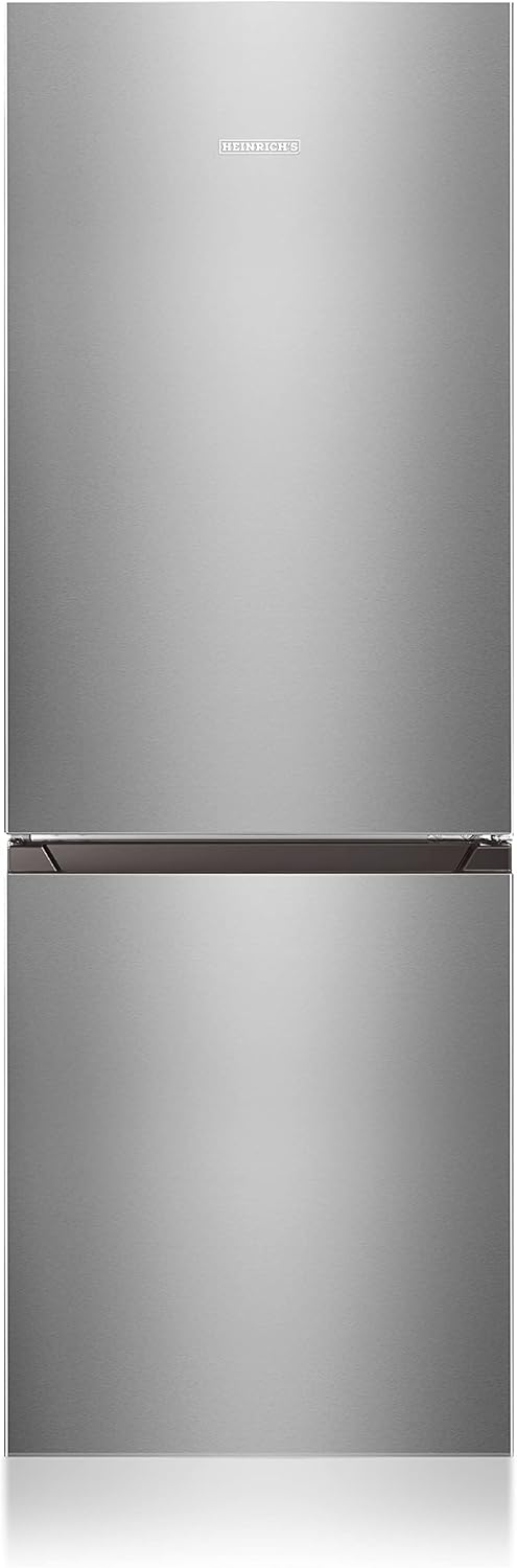Heinrichs Fridge Freezer Combination 175 Litres, Cooling Volume 122 L, Freezer 53 L, LED Interior Lighting, Fridge Door Hinge, Changeable, Quiet 39 dB, Large Freezer Boxes, 7 Temperature Levels, inox