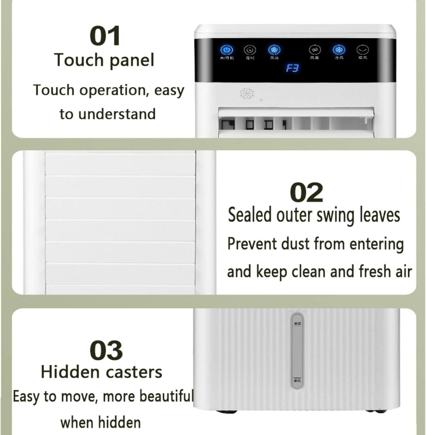 Klimaanlage mobil Luftkühler Mobiles Klimageräte 5L Ventilator mit 3Windgeschwindigkeiten Wassertank 12H Timer Abnehmbare Wassertank Leise Luftkühler Air Conditioner für Schlafzimmer Büro