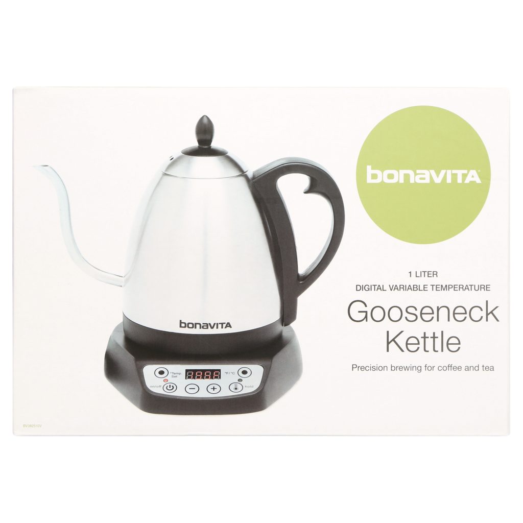 Bonavita 1.0L Variable Temperature Gooseneck Electric Kettle, Silver, 1000W, Precise Pour Control
