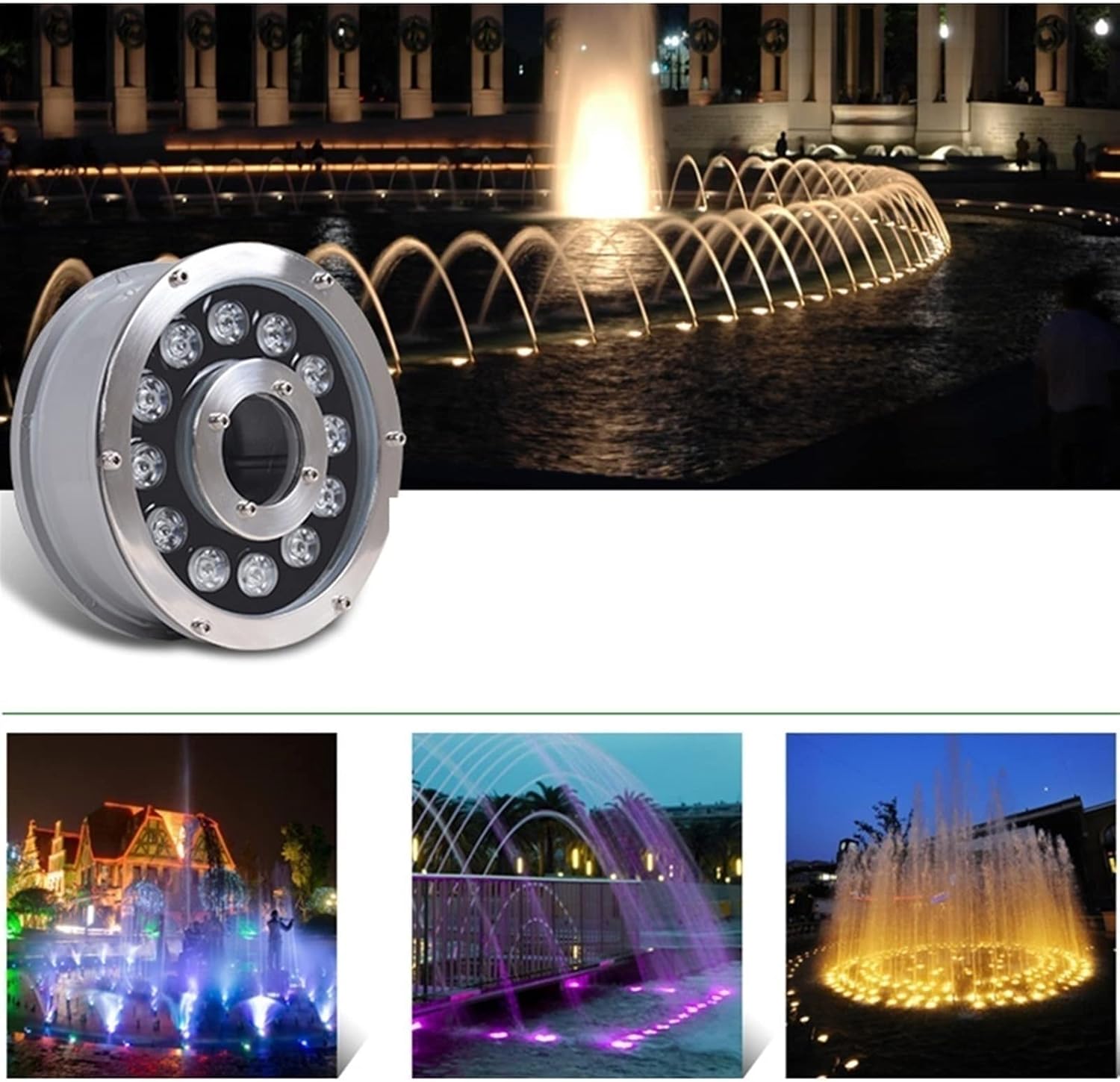 3PCS Eingebettet Pool Scheinwerfer - Einbaustrahler Unterwasser, LED-Ringbrunnenlampe – RGB-Farbwechsel-Wasserspiellampe Mit RF-Fernbedienung – IP68 Wasserdichte Mittelloch-Teichbeleuchtung ( Color :