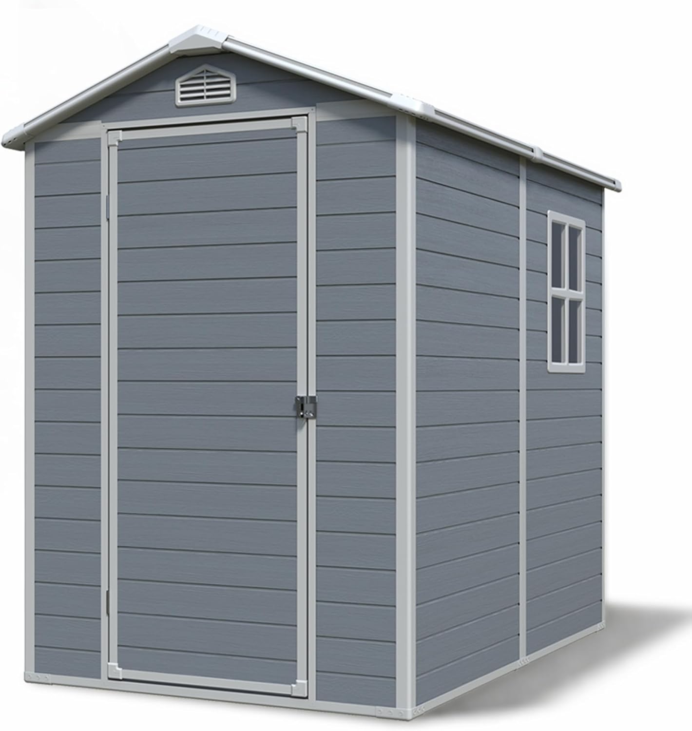 Gartenhaus Lönneberga 2,5m² Kunststoff | Polypropylen (PP) Geräteschuppen witterungsbeständig 124 x 191 x 167/199 cm (B x T x H) grau