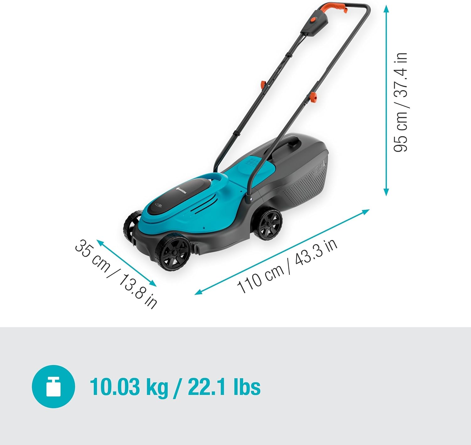 Gardena EasyMax 30/18V Ready-to-Use Set Akku-Rasenmäher, 30 cm Schnittbreite, inkl. Power for All-Akku, kompakt und wendig, ideal für kleine Gärten (14629-20)