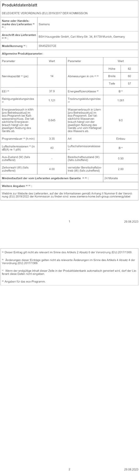 Siemens SN63EX14VE, iQ300 Smarter Geschirrsp��ler, Vollintegrierte Sp��lmaschine mit Besteckschublade, 60 cm, Auto T��r?ffnung dank autoOpen dry, Besonders leise durch iQdrive-Motor, infoLight aquaStop