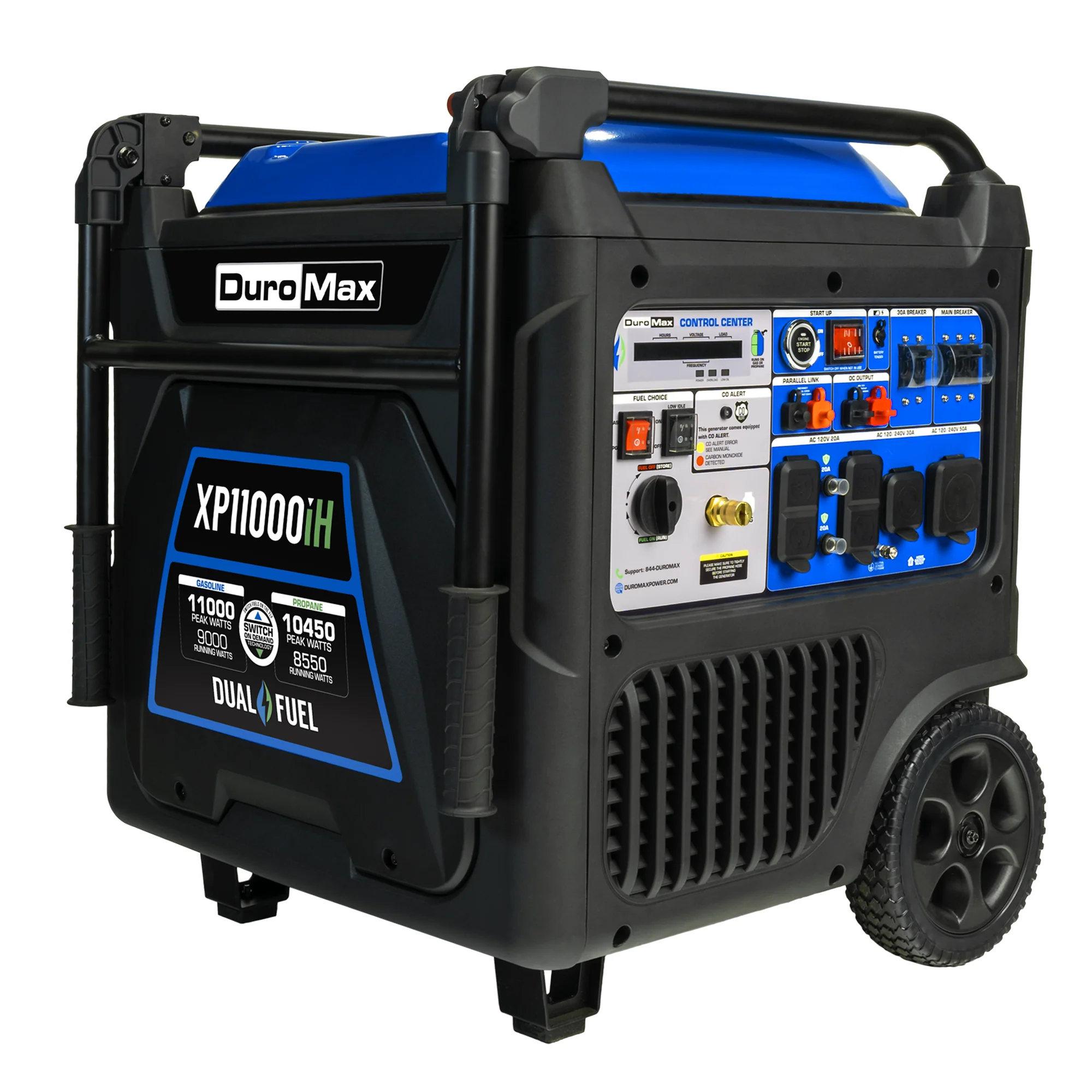 11.000 Watt draagbare dual-fuel invertergenerator met CO-alarm