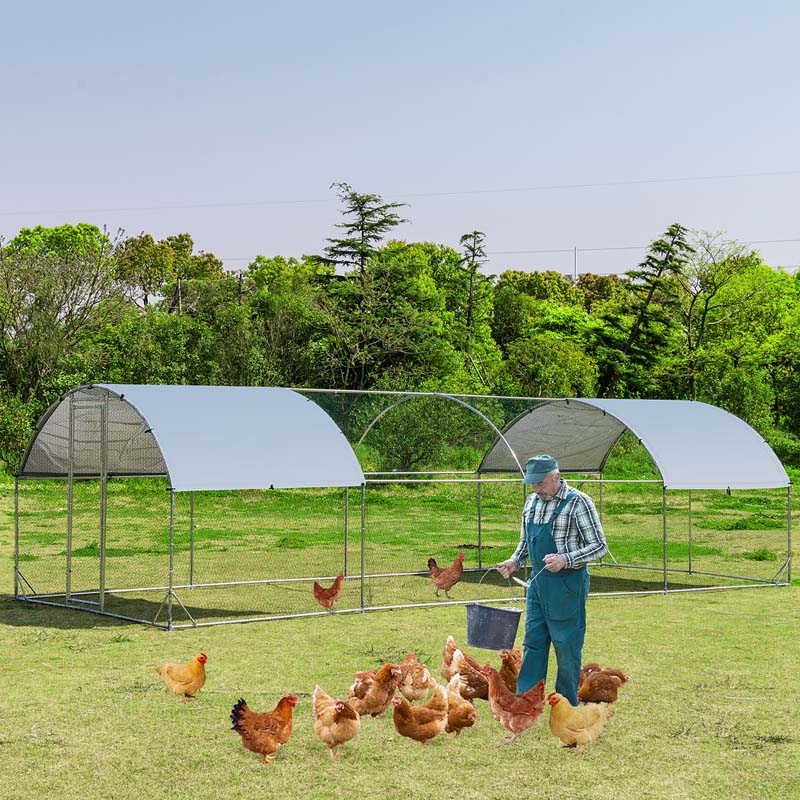 25 Ft Large Metal Chicken Coop Walk In Dome Poultry Cage Hen Run House Rabbits Habitat Cage With Cover - Waterproof Protective Cover