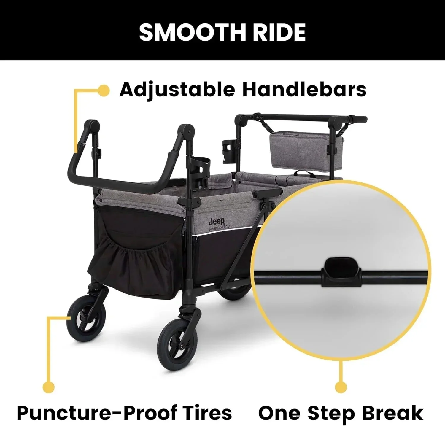 Jeep Wrangler Deluxe 4-seater stroller by Delta Children Premium Quad stroller