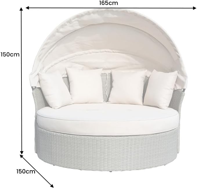 Riess Ambiente Outdoor Sonneninsel - Playa Living - 165cm - Natur - Polyrattan Aluminium - inklusive Kissen wetterfest
