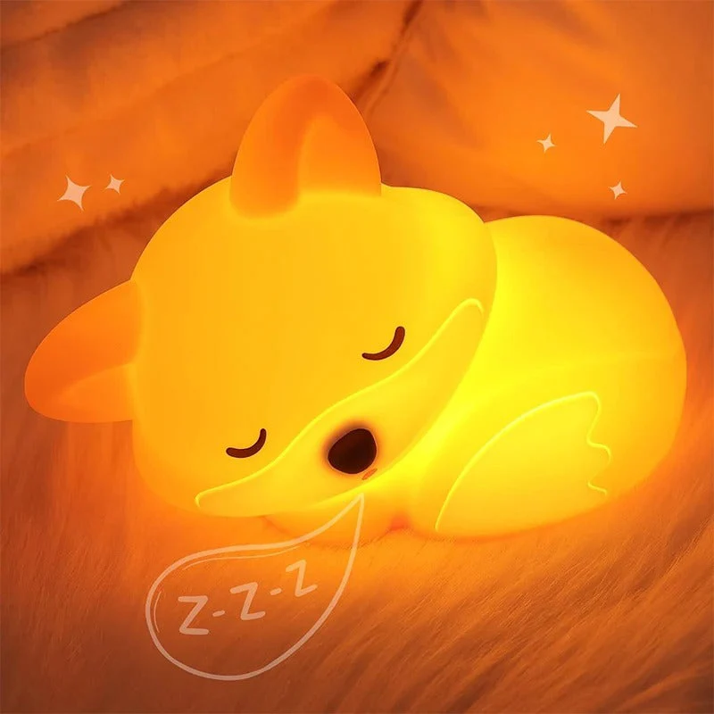 GlowFox Touch Night Light – Rechargeable Soft Silicone Bedside Lamp