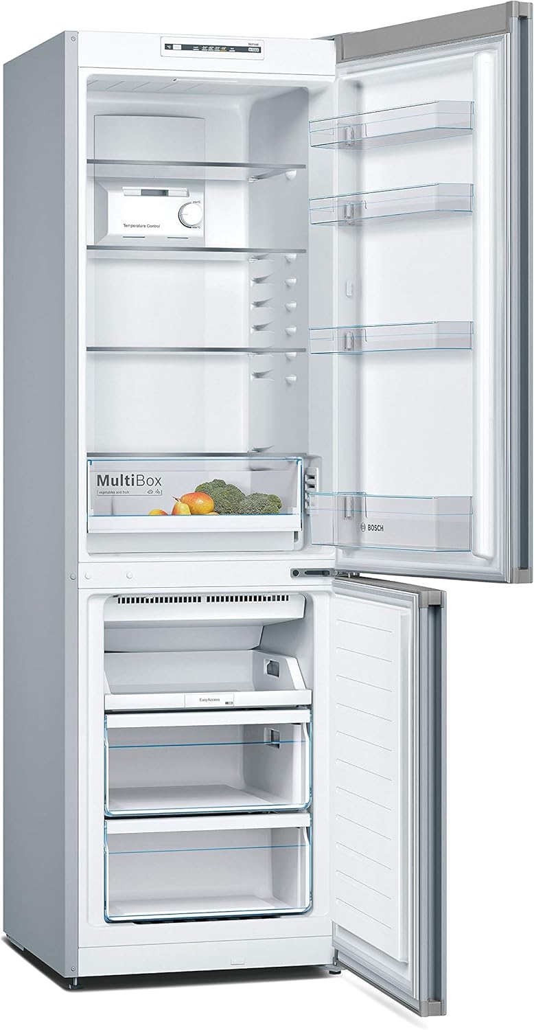 Bosch KGN36NWEA Serie 2 Kühl-Gefrier-Kombination, 186 x 60 cm, 215 L Kühlen & 87 L Gefrieren, NoFrost nie wieder abtauen, LED-Beleuchtung gleichmäßige Ausleuchtung