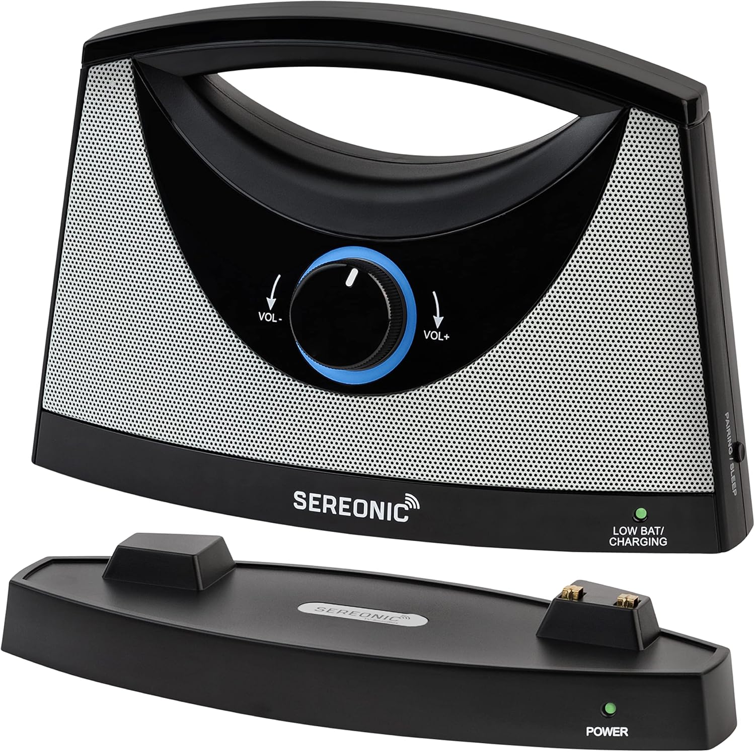 SEREONIC Tragbare Kabellose TV Lautsprecher für Smart TV – Idealer Lautsprecher für Fernseher ohne Dröhnenden Klang – Kabelloser TV Lautsprecher für Hörbeeinträchtigte und Senioren – Reichweite 30 m