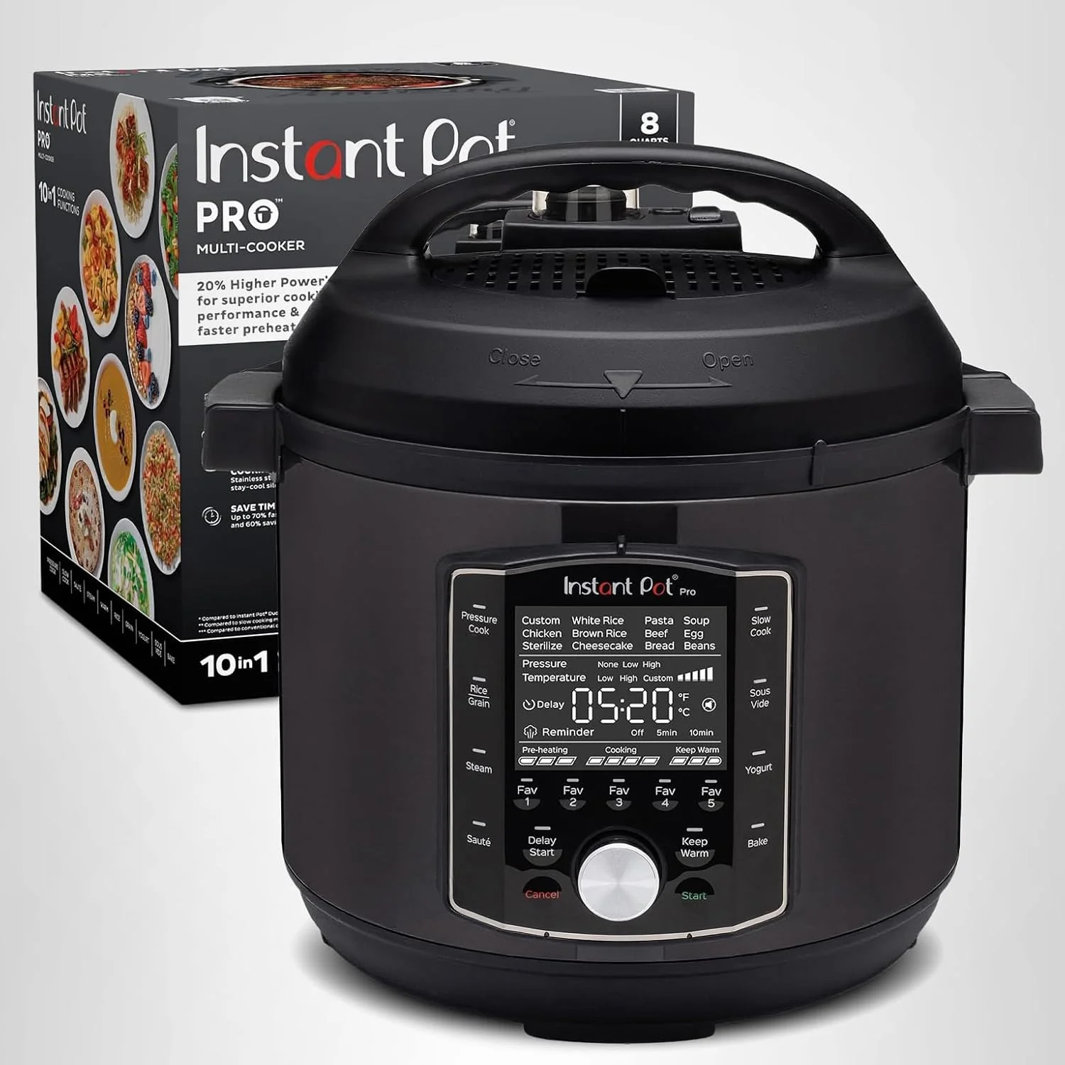 Instant Pot Pro (8 QT) 10-in-1 Pressure Cooker Slow Cooker Rice/Grain Cooker Steamer Saut茅