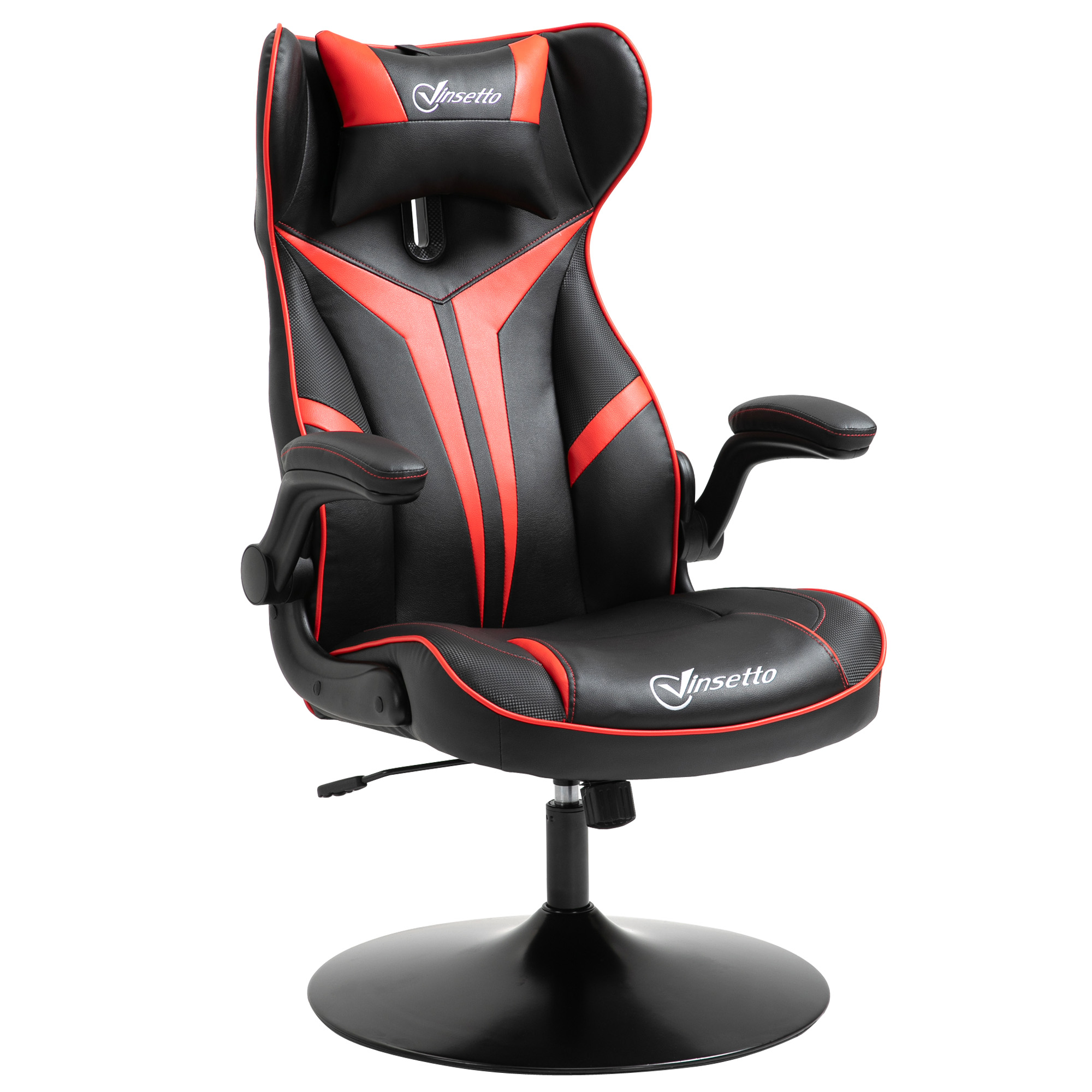 Vinsetto gamestoel ergonomische computerstoel met kantelfunctie draaistoel in hoogte verstelbaar staal zwart + rood 67 x 75 x 106-112 cm