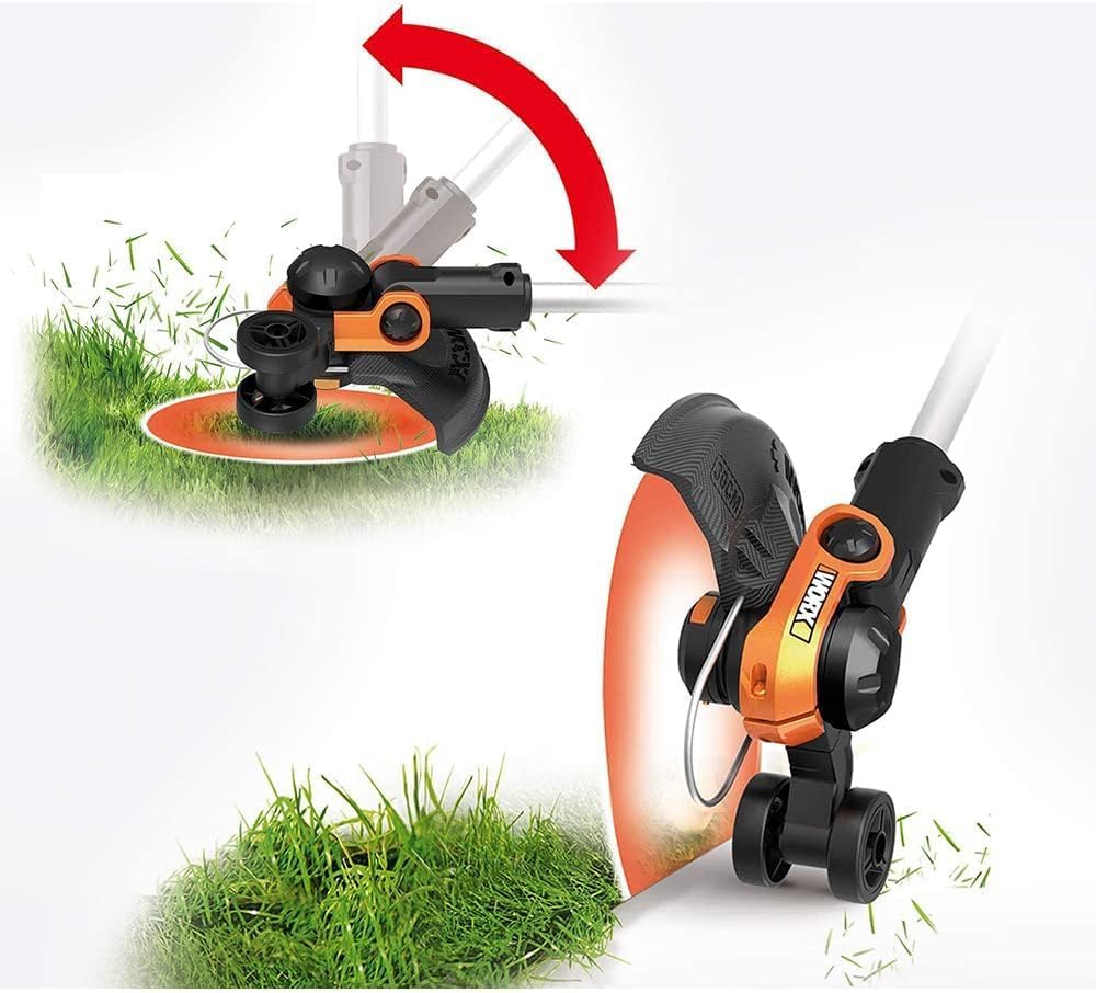 WORX 18V(20V MAX) Akku Rasentrimmer WG163E.3, 2-in-1 rasenkantenschneider mit 90° drehbarer Trimmerkopf, Teleskopstiel, Powershare, 2 x 2,0 Ah Akku