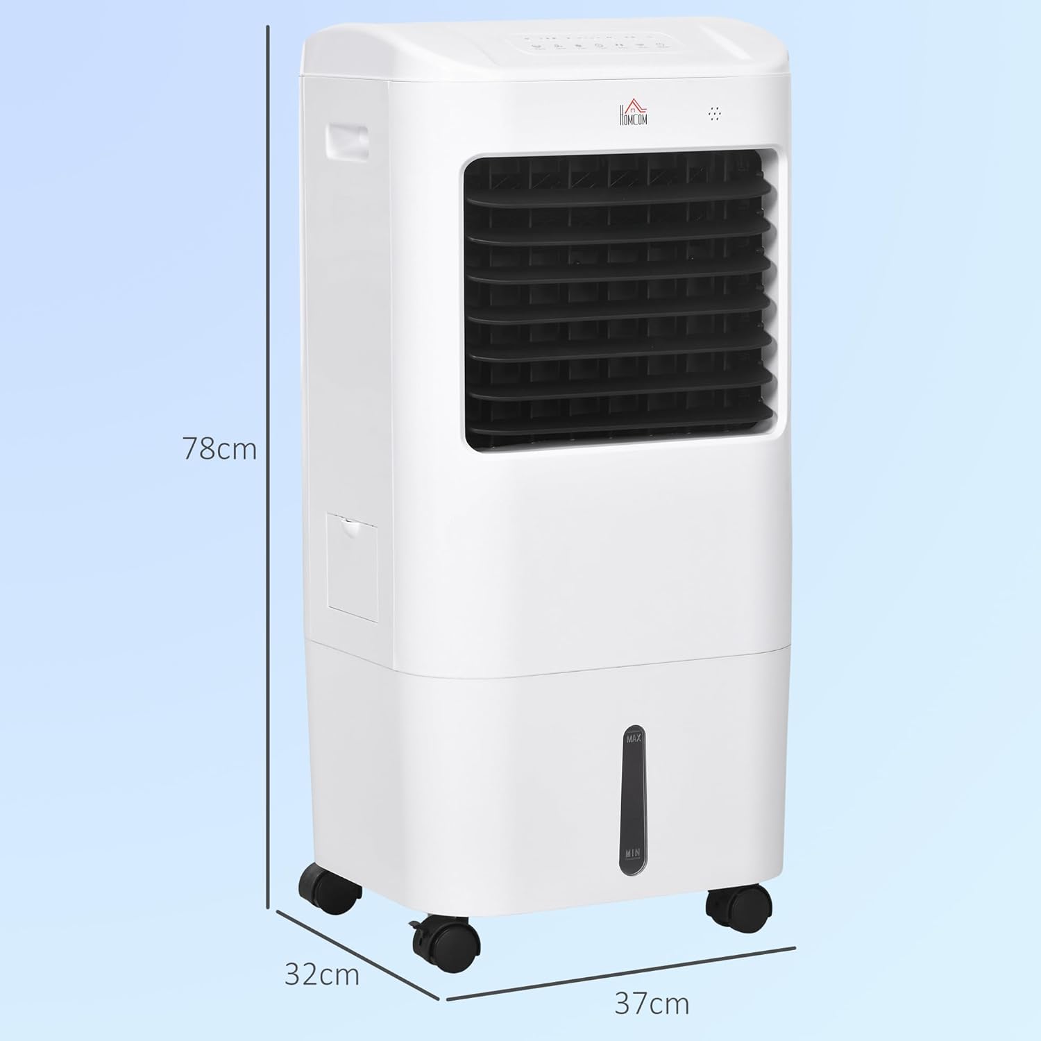 HOMCOM 3 in 1 Mobile Luftkühler mit Wasserkühlung und Luftbefeuchtung 15L Wassertank 60°oszillierendes Ventilator ohne Abluftschlauch mit 7,5h Timer, Fernbedienung, LCD-Anzeige, für 20 ㎡