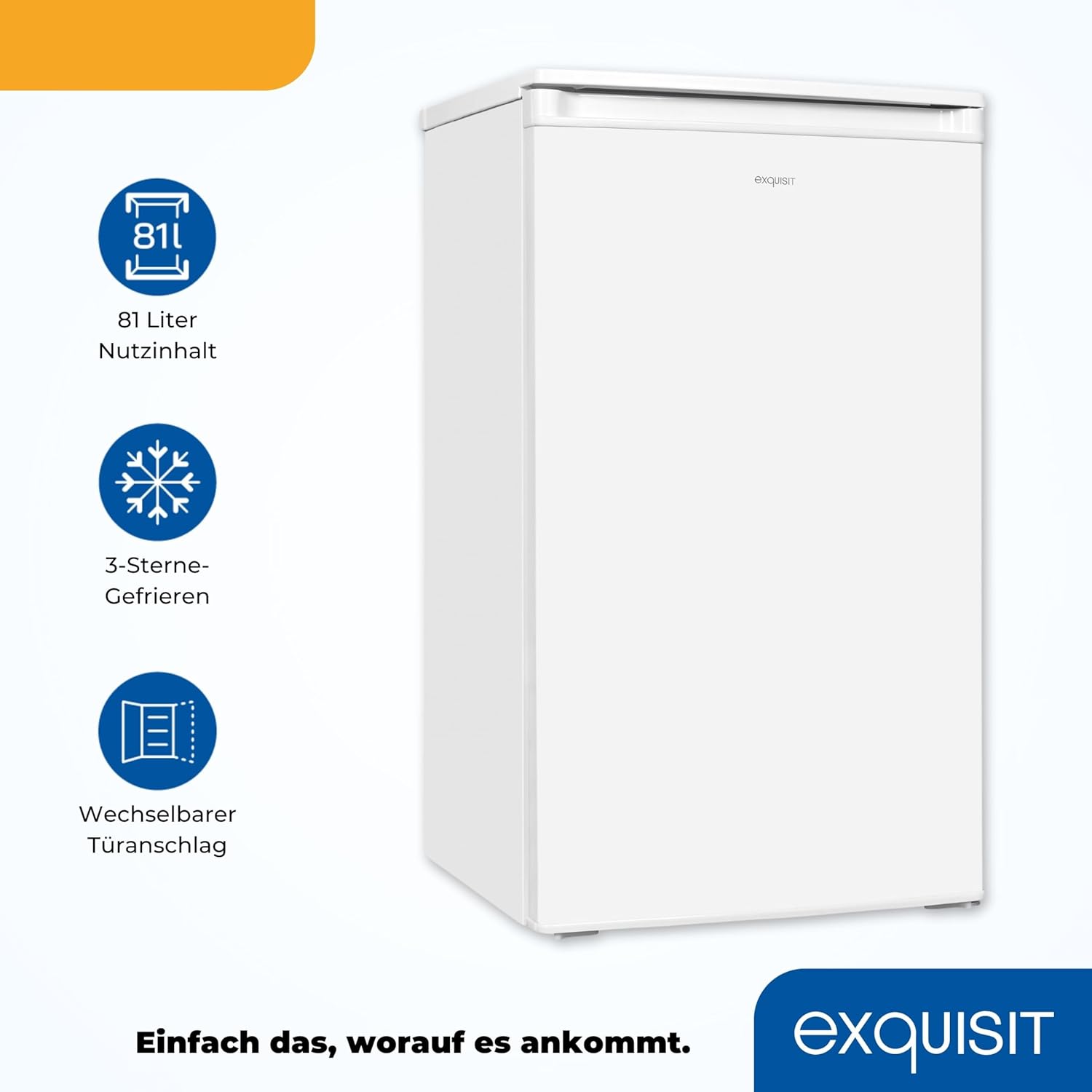 Exquisit Kühlschrank KS117-3-041E weiss | 81 L Volumen | Kühlschrank mit Gefrierfach freistehend | LED | Gemüsefach | Freistehender Kühlschrank mit Gefrierfach