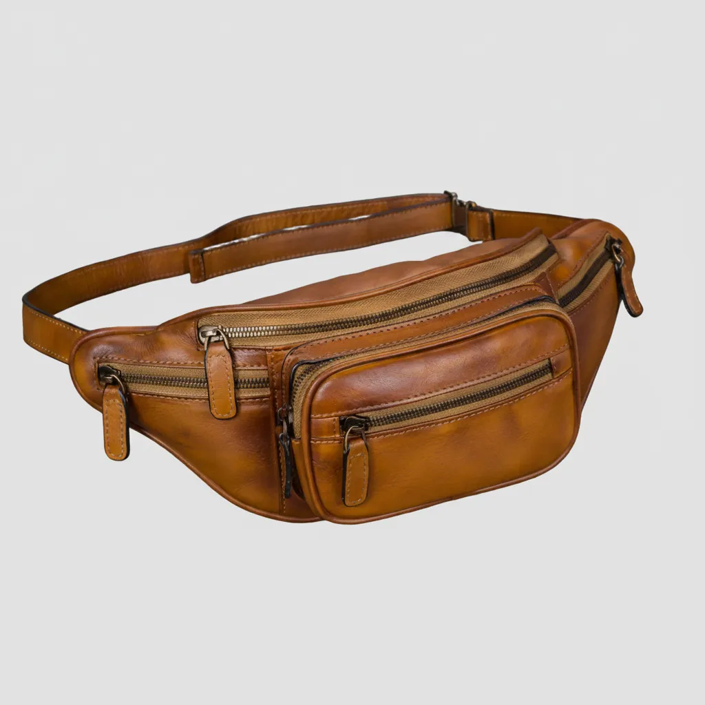 Full-Grain Leather Fanny Pack Crossbody Sling Bag