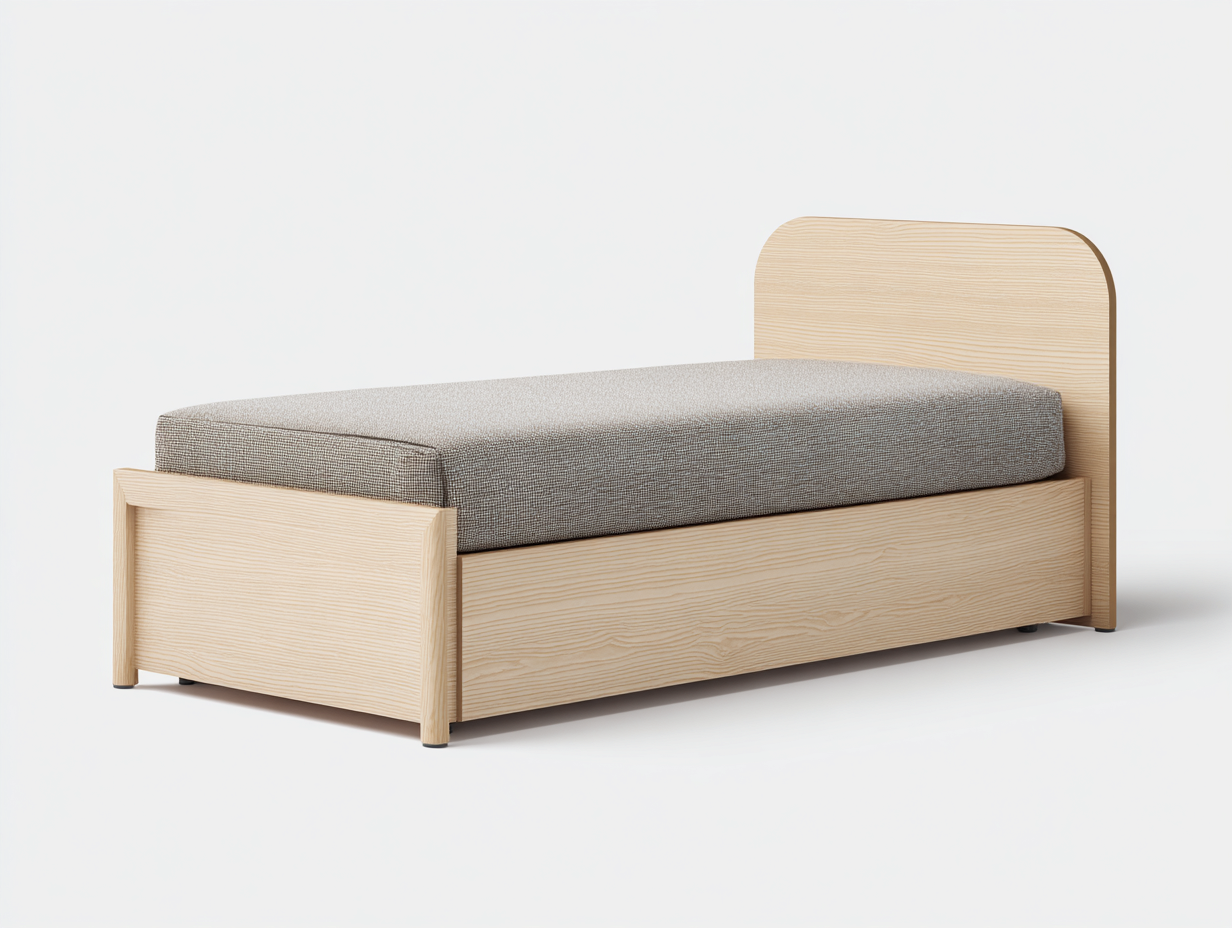 Einzelbett für Schlafzimmer Holz 205x95x85 cm - Naturholz - Modernes Design