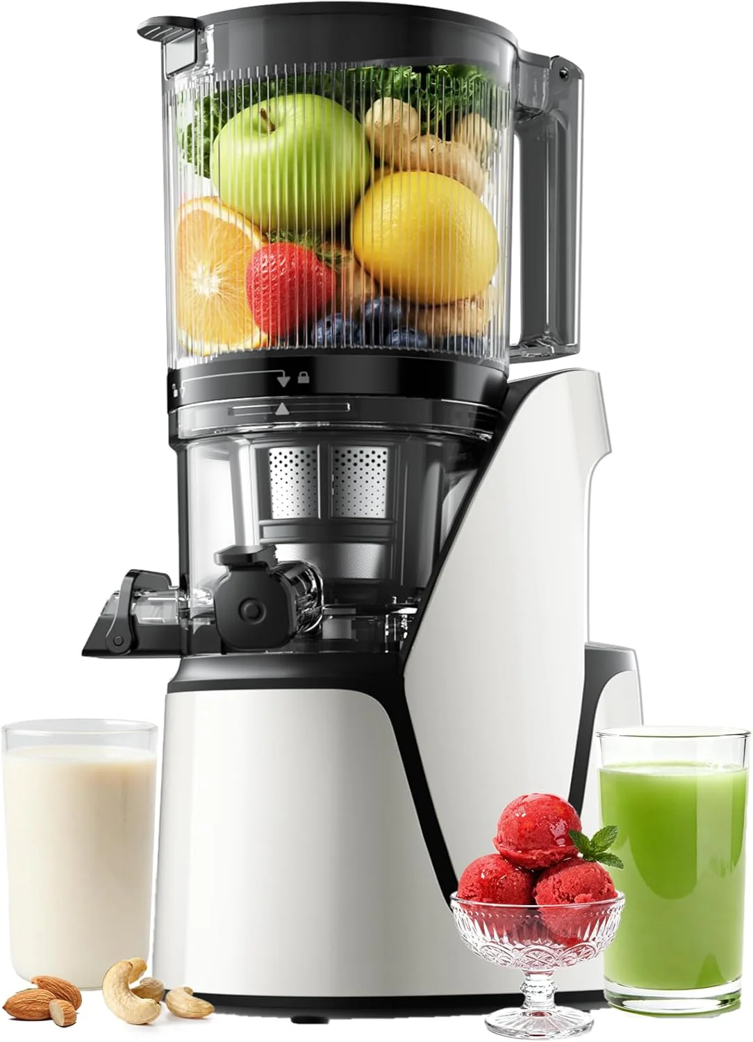 EanOruus Juicer Machines. 3 in 1 Cold Press Juicer with Extra Large Chute 100 oz Large Capacity