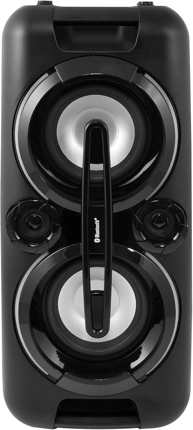 Karcher PS 4460 PartyBox in schwarz, Tragbarer Bluetooth Lautsprecher gro, Party Musikbox mit kraftvollem Bass und Lichteffekten, Mobile Box mit Akku, mit Radio, USB, inkl. Mikrofon
